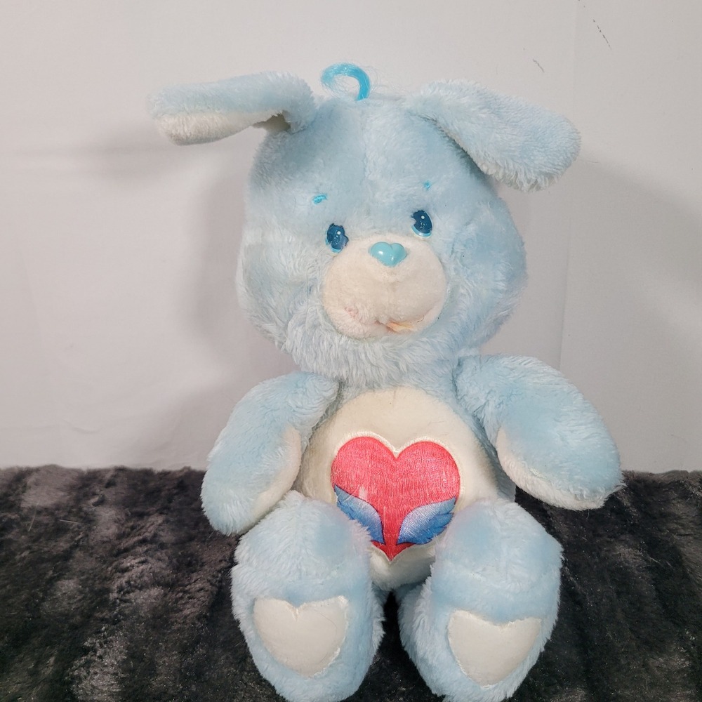 Vintage 1984 Care Bears Cousins Swift Heart Rabbit Plush Kenner Blue Bunny 13"